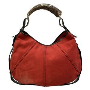 Saint Laurent Rive Gauche Shoulder Bag Red Dark Brown